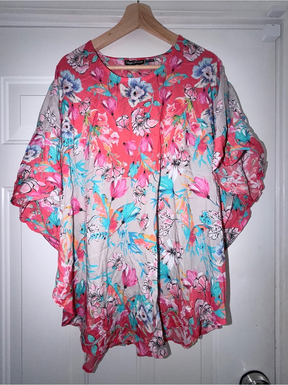 Tolani‎ Floral Pink & Teal Women's Blouse. XXS